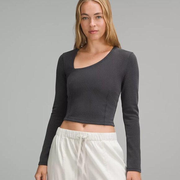 lululemon athletica Tops - RIBBED SOFTSTREME ASYMMETRICAL LONG-SLEEVE SHIRT